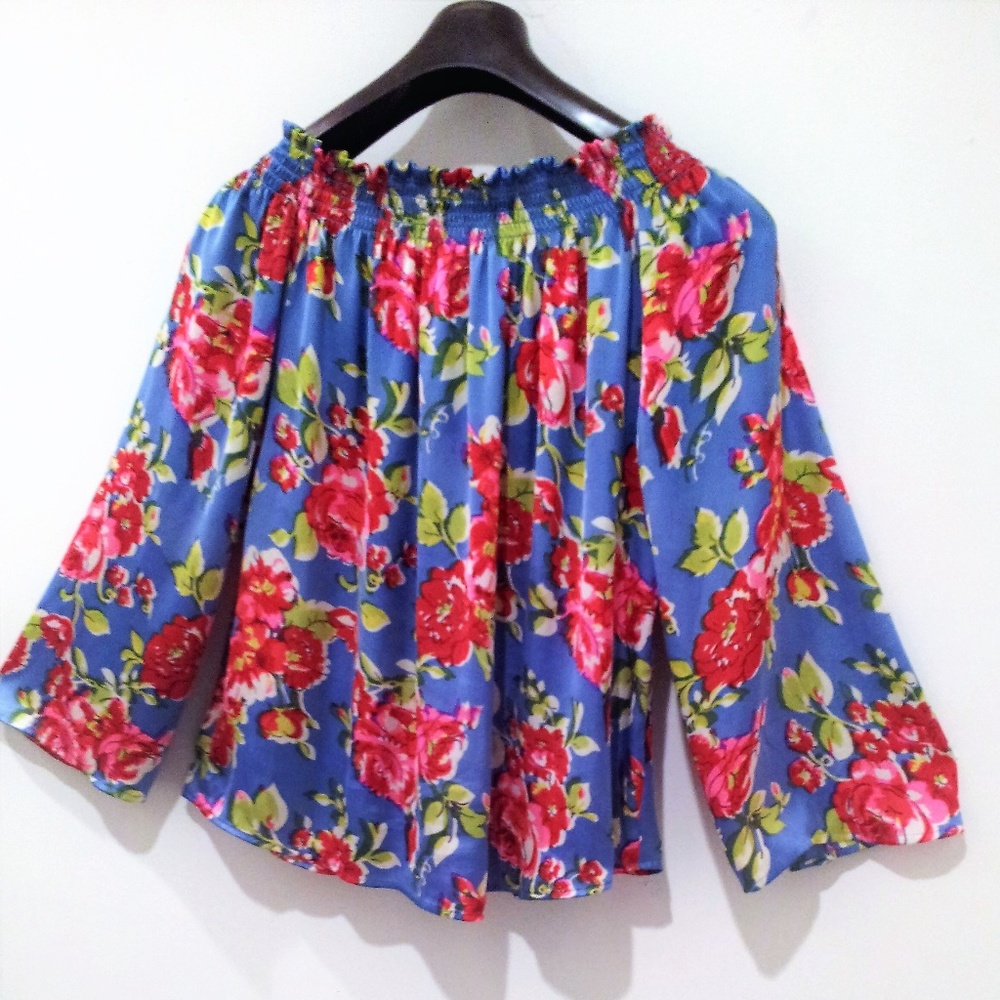 PJK Patterson J Kincaid Floral Top On/Off Shoulder